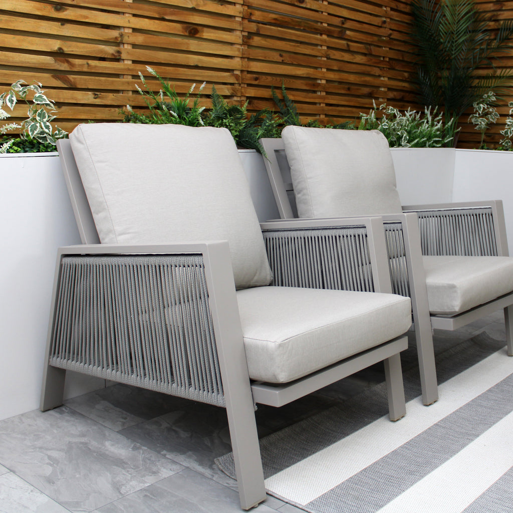 Ensemble de canapés 5 places en aluminium beige Sicile avec coussins beiges
