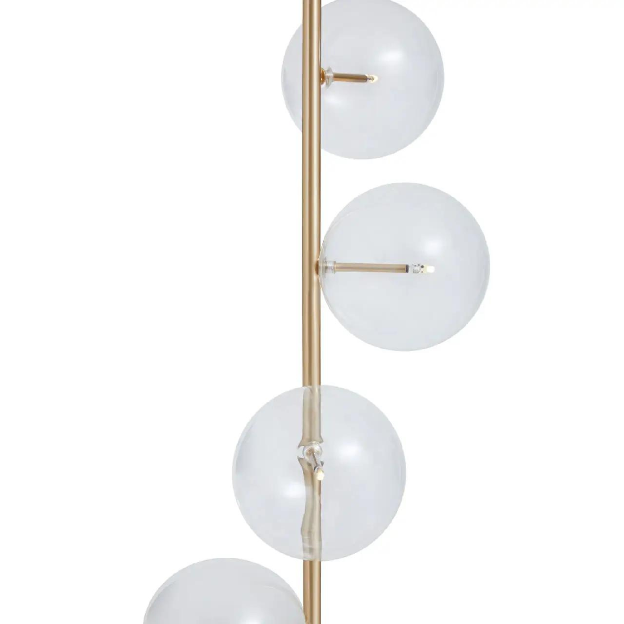 Lampadaire en marbre avec tige en laiton et abat-jour en verre transparent