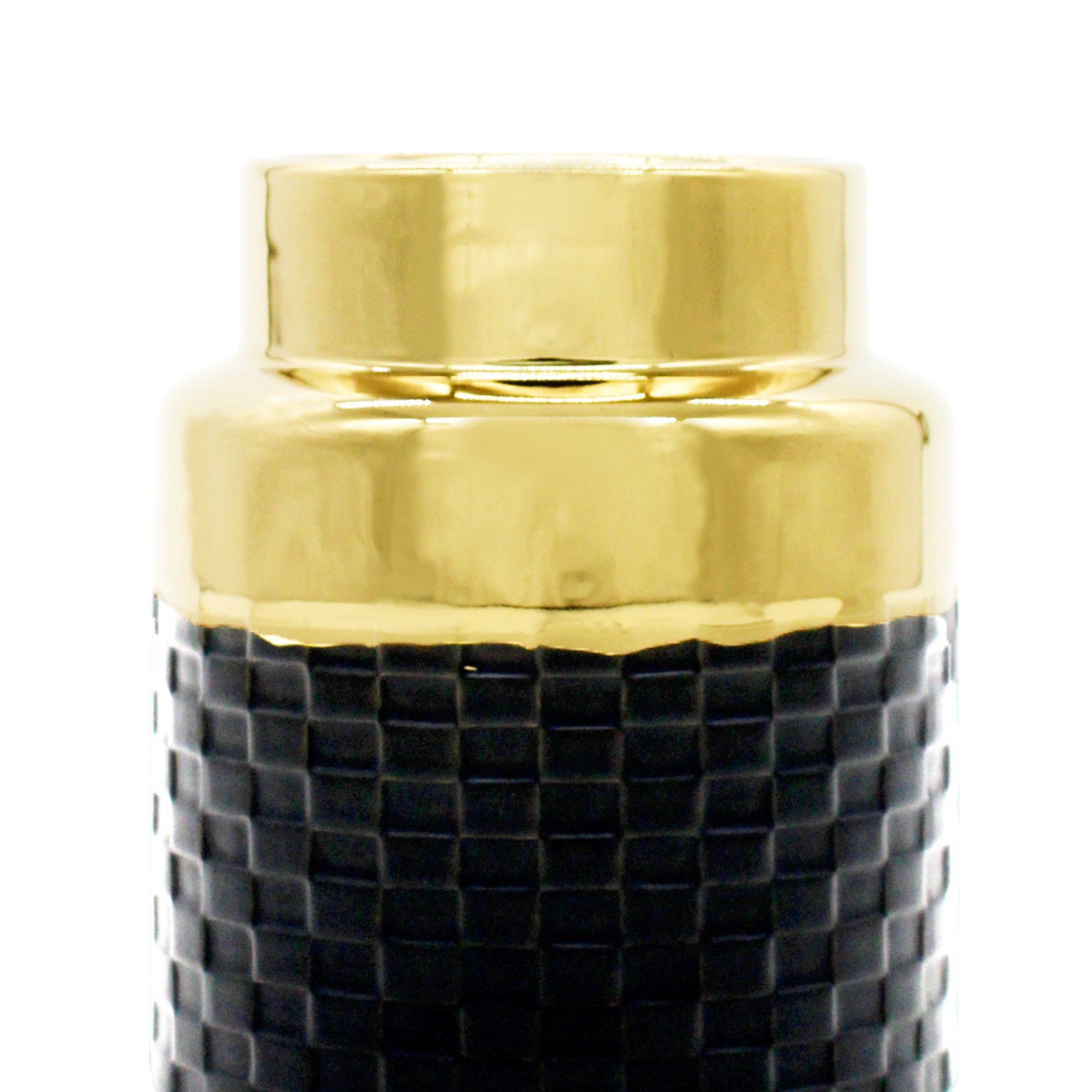 Petit vase rond texturé noir et doré