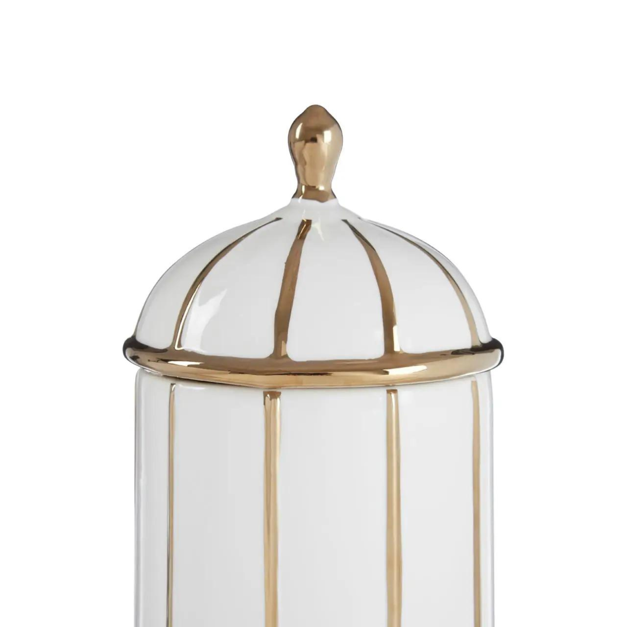 Grand pot cylindrique blanc et or