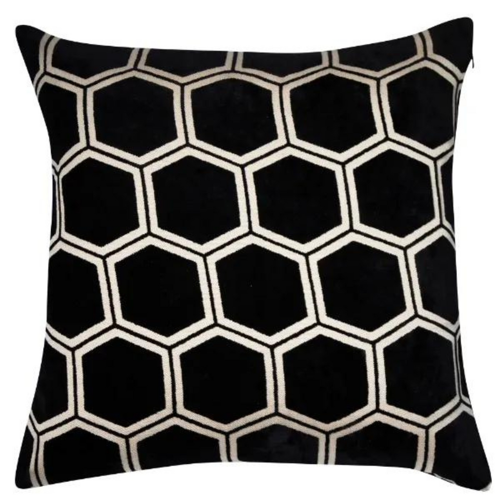 Coussin en velours noir Ivor