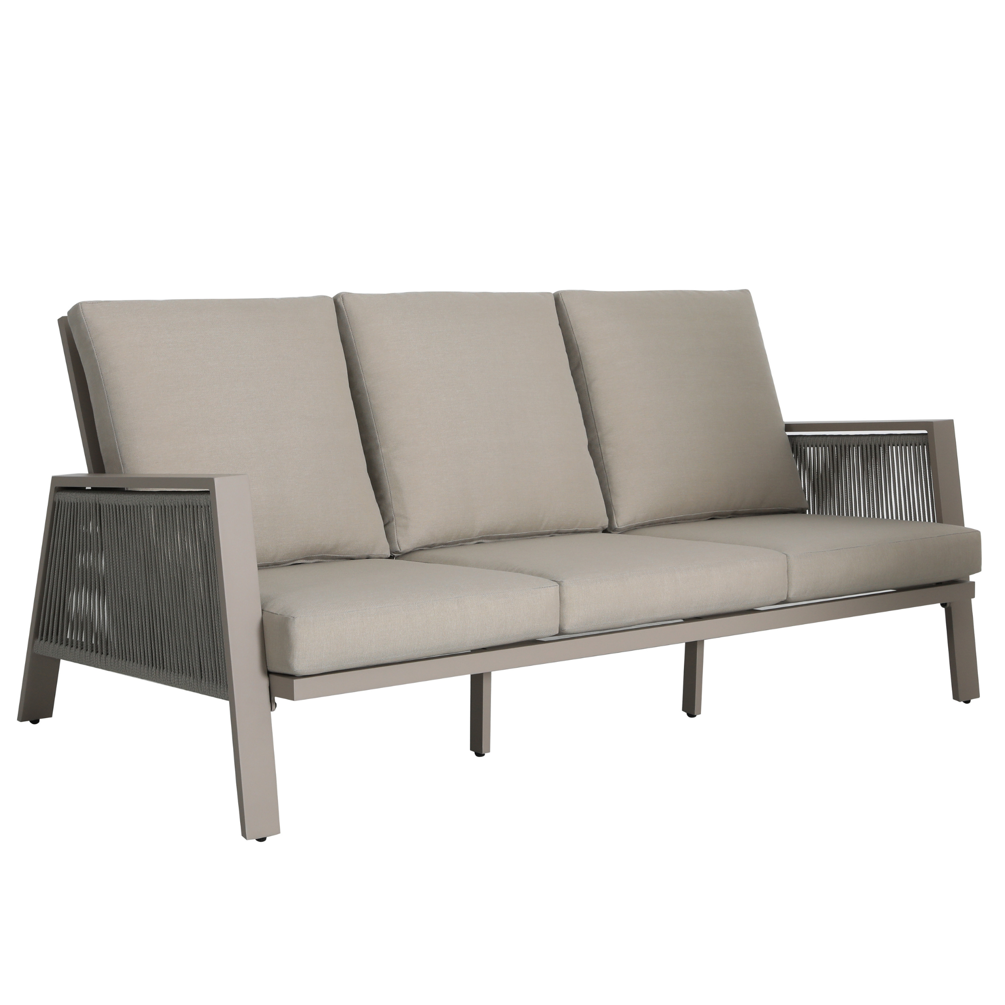 Ensemble de canapés 5 places en aluminium beige Sicile avec coussins beiges