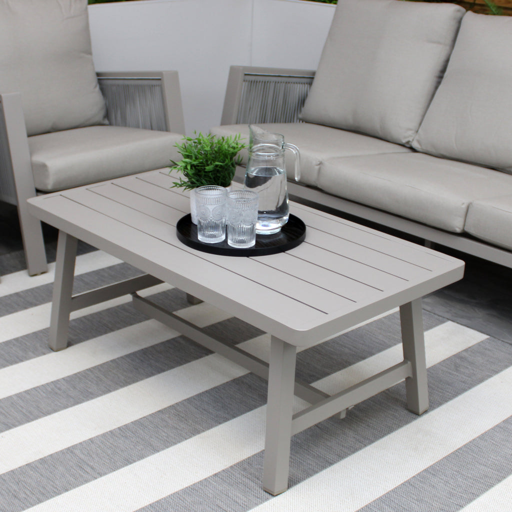 Ensemble de canapés 5 places en aluminium beige Sicile avec coussins beiges
