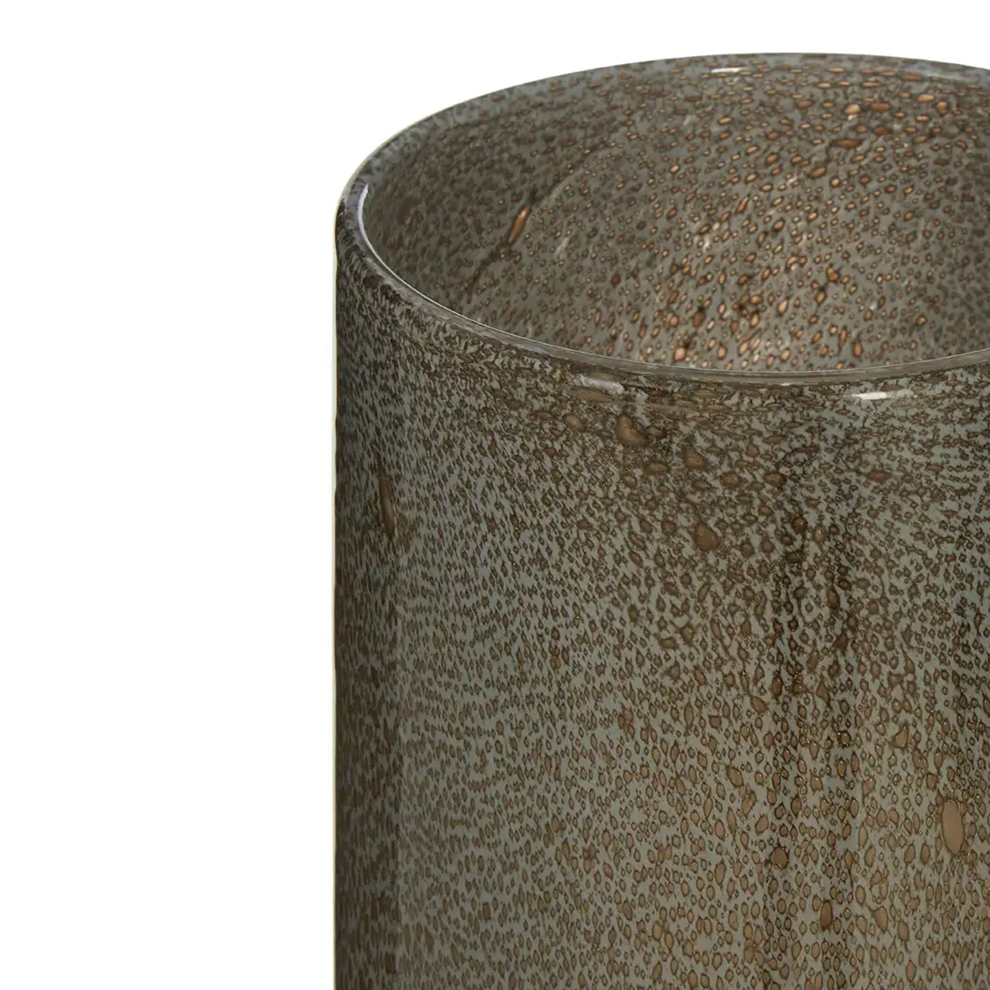 Grand vase en verre gris avec pied en laiton