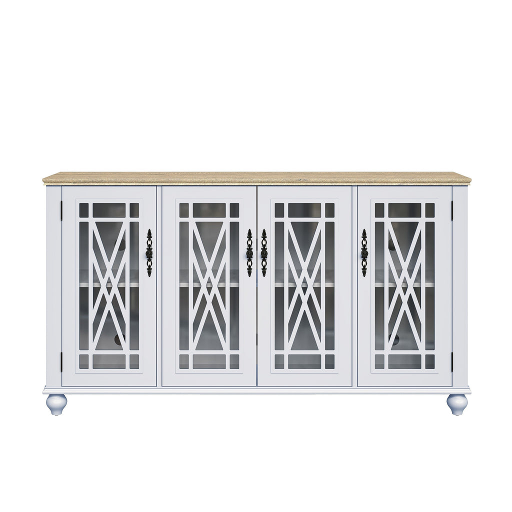 Buffet d'appoint de cuisine en bois de style vintage de 63 po de largeur