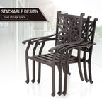 Ensemble de salle à manger de patio en aluminium moulé de 7 pièces de MAISON ARTS avec table rectangulaire extensible et 6 chaises en aluminium moulé