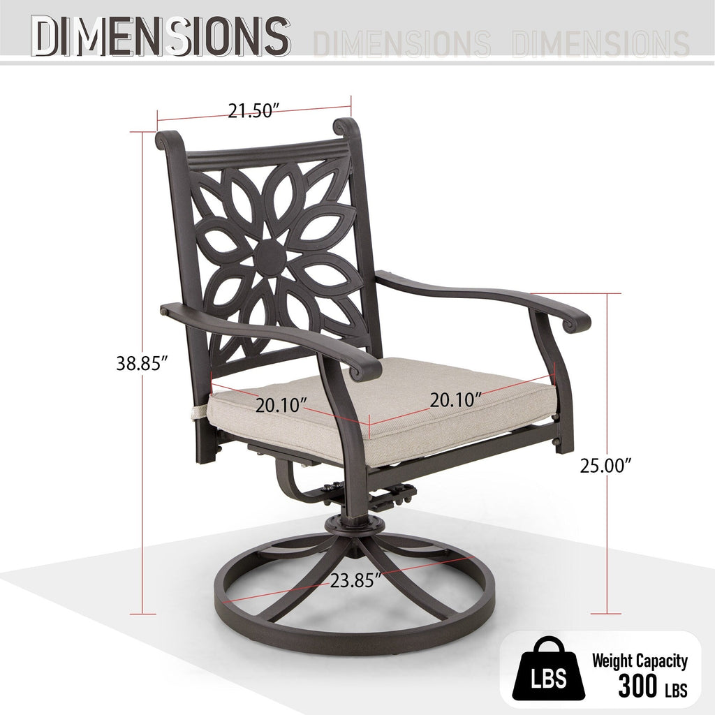 Ensemble de salle à manger de patio en aluminium moulé de 7 pièces de MAISON ARTS avec table rectangulaire extensible et 6 chaises en aluminium moulé