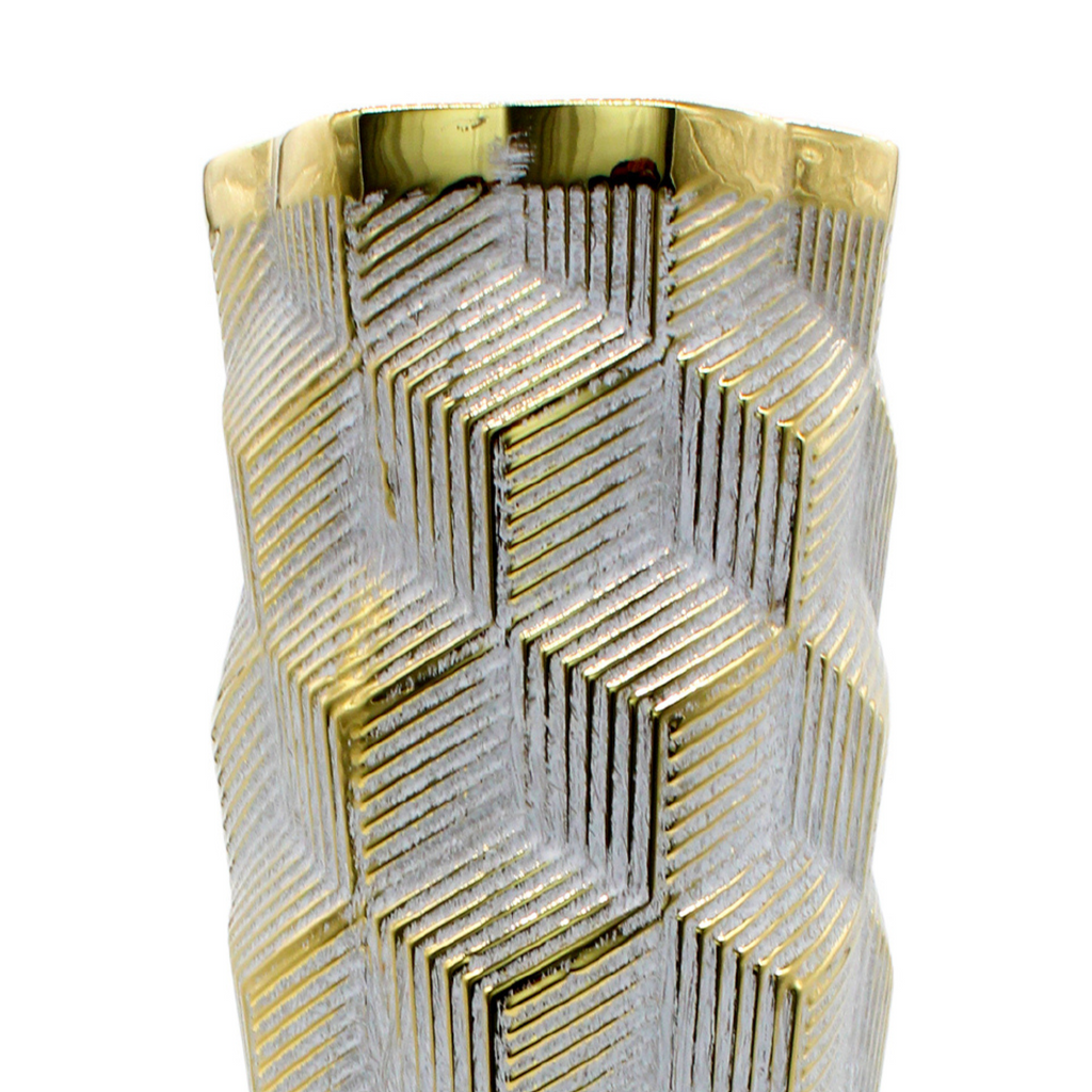 Petit vase géométrique gris clair et doré
