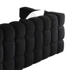 84.3 Luxueux grand canapé Boucle 3 places rembourré Marshmallow avec 2 coussins décoratifs carrés et accoudoir carré