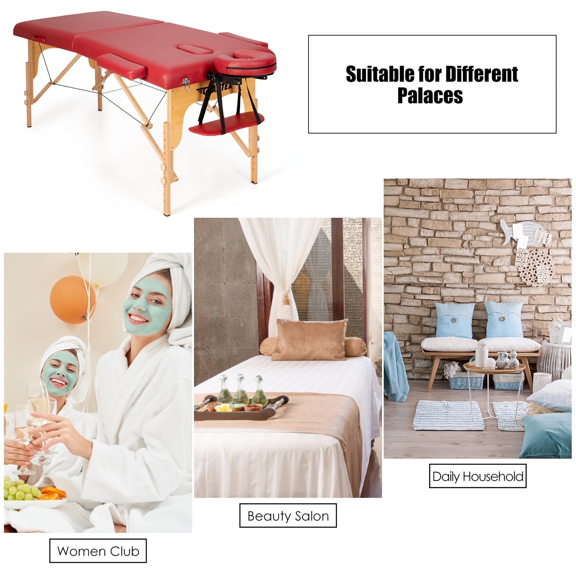 Table de massage portable 84''L réglable pour le visage, le spa et le tatouage avec transport