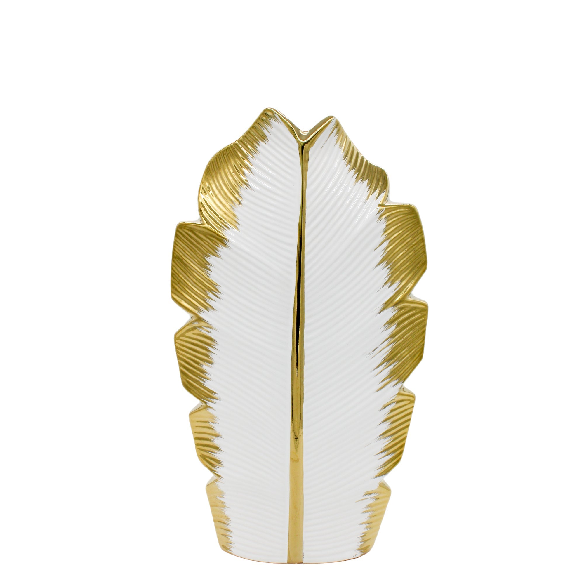 Grand vase blanc et feuille d'or