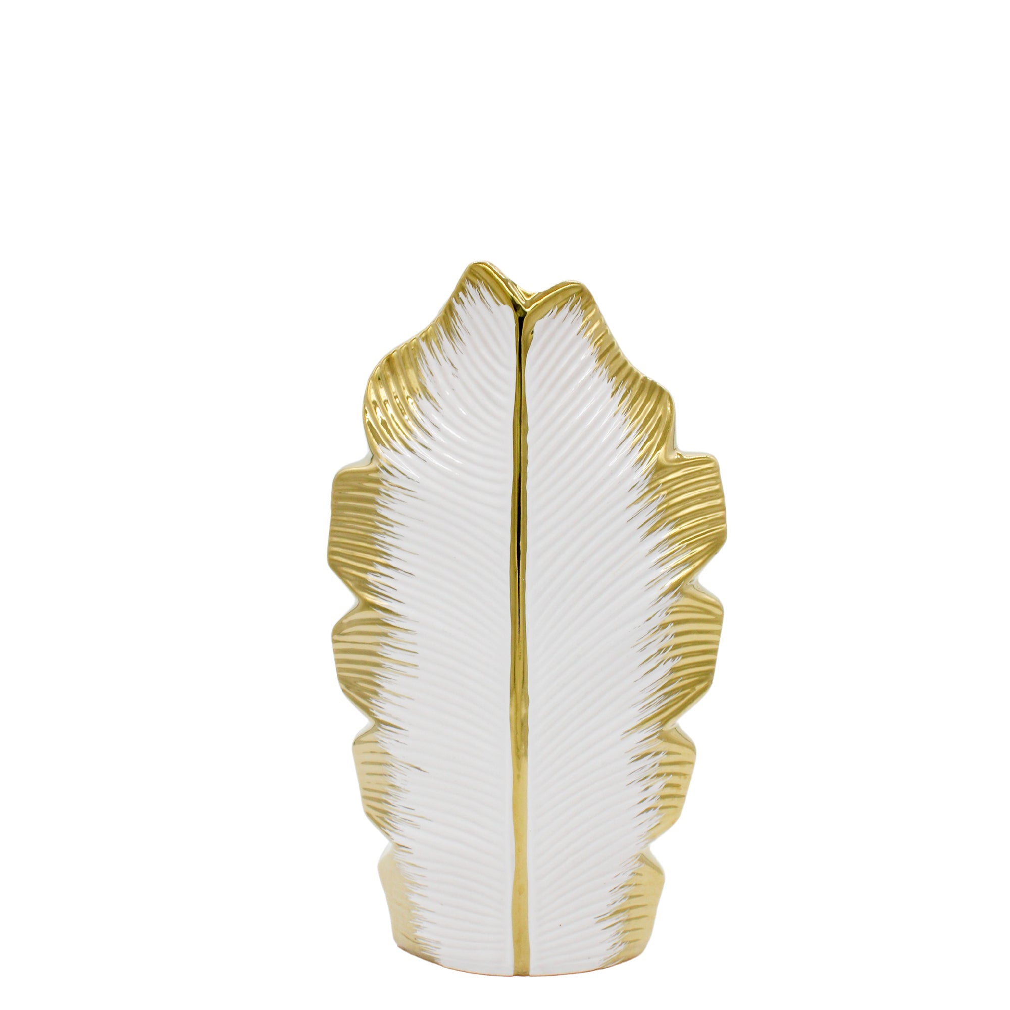Petit vase blanc et feuille d'or