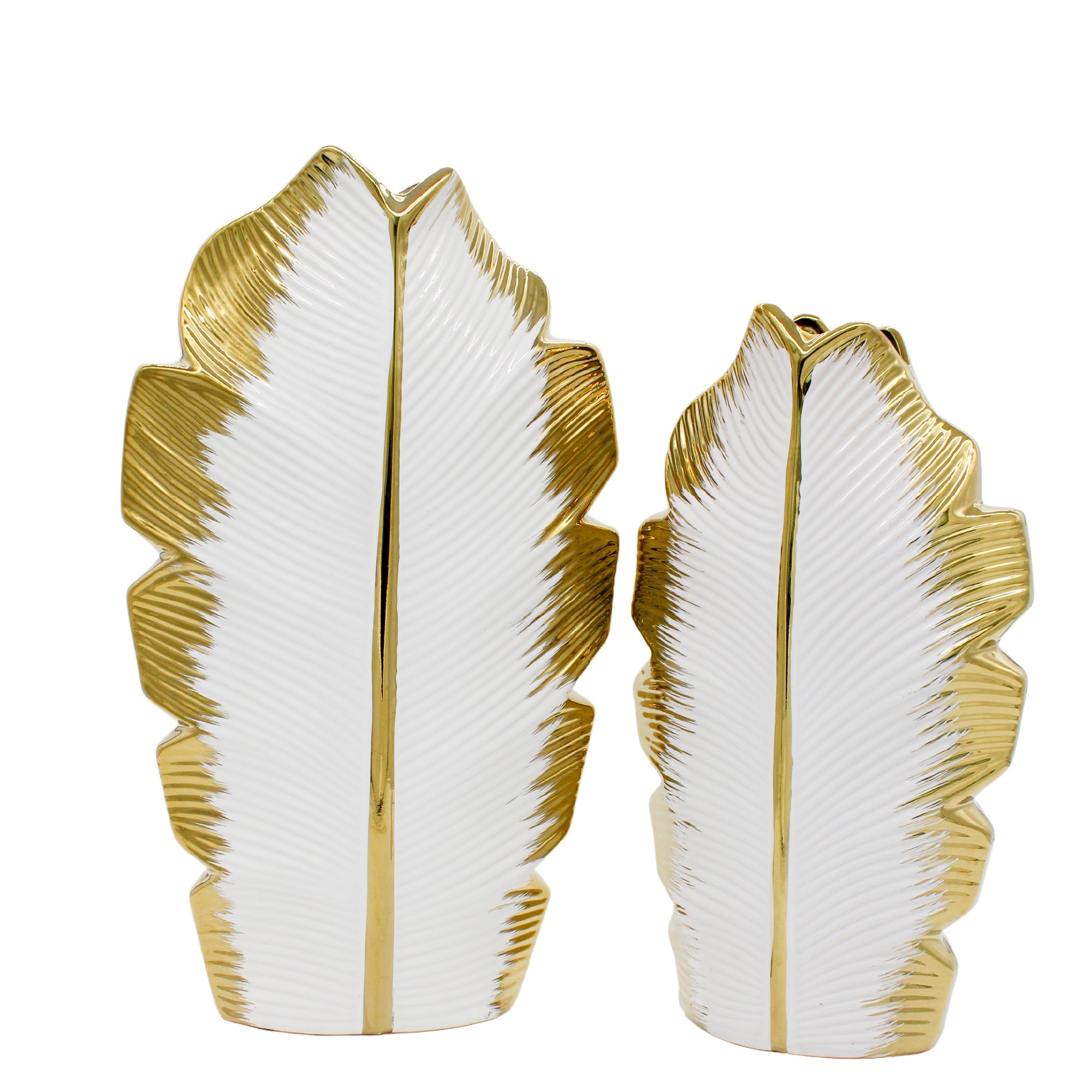 Grand vase blanc et feuille d'or