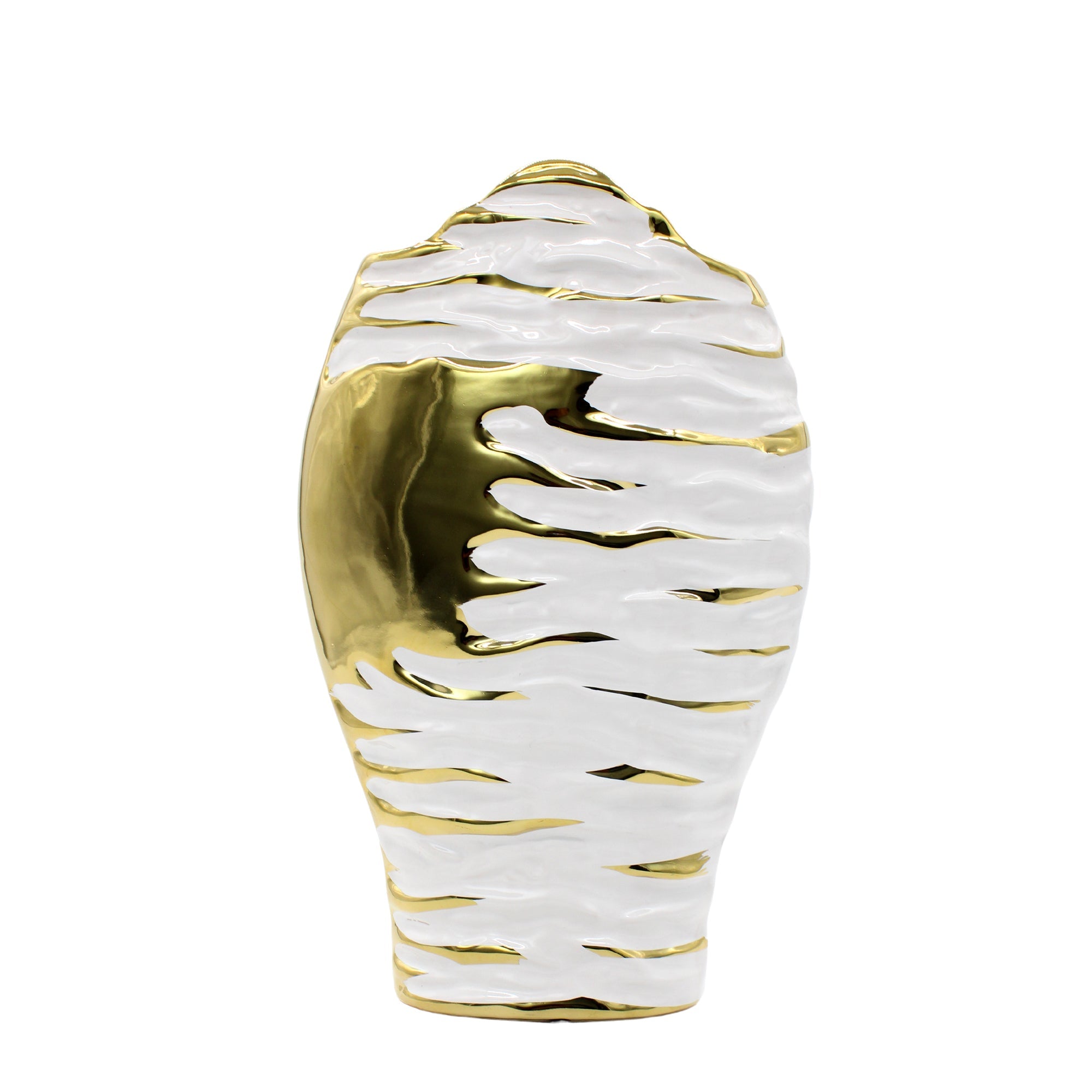 Petit vase texturé blanc et doré