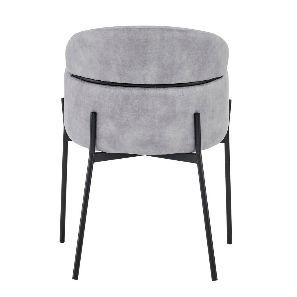 Chaise de salle à manger Liang en velours gris avec cadre noir