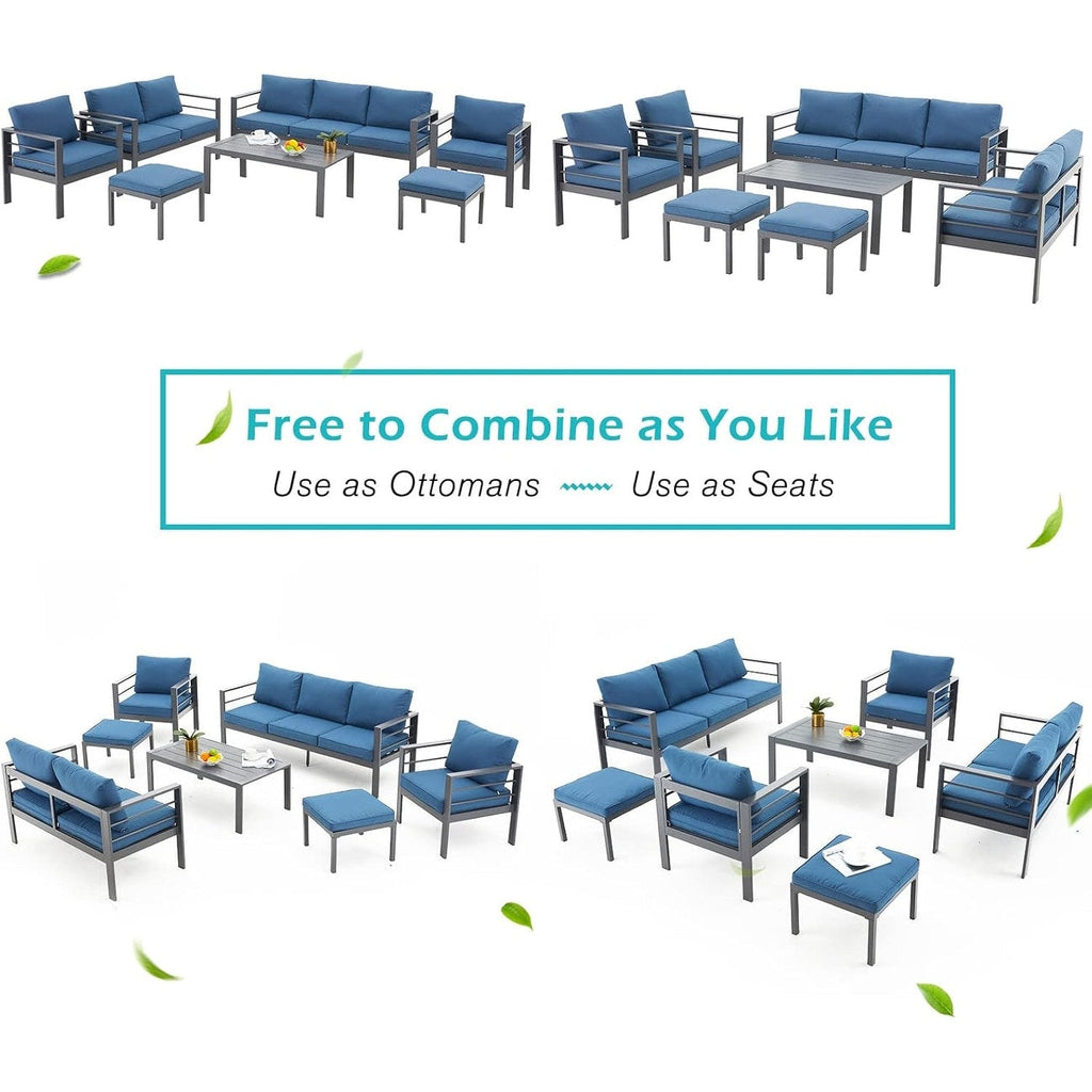 Ensemble de meubles de patio en aluminium AECOJOY 7 pièces Ensemble de conversation d'extérieur