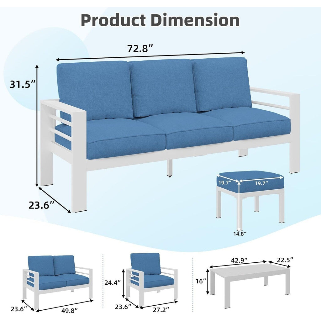 Ensemble de meubles de patio en aluminium AECOJOY 7 pièces Ensemble de conversation d'extérieur