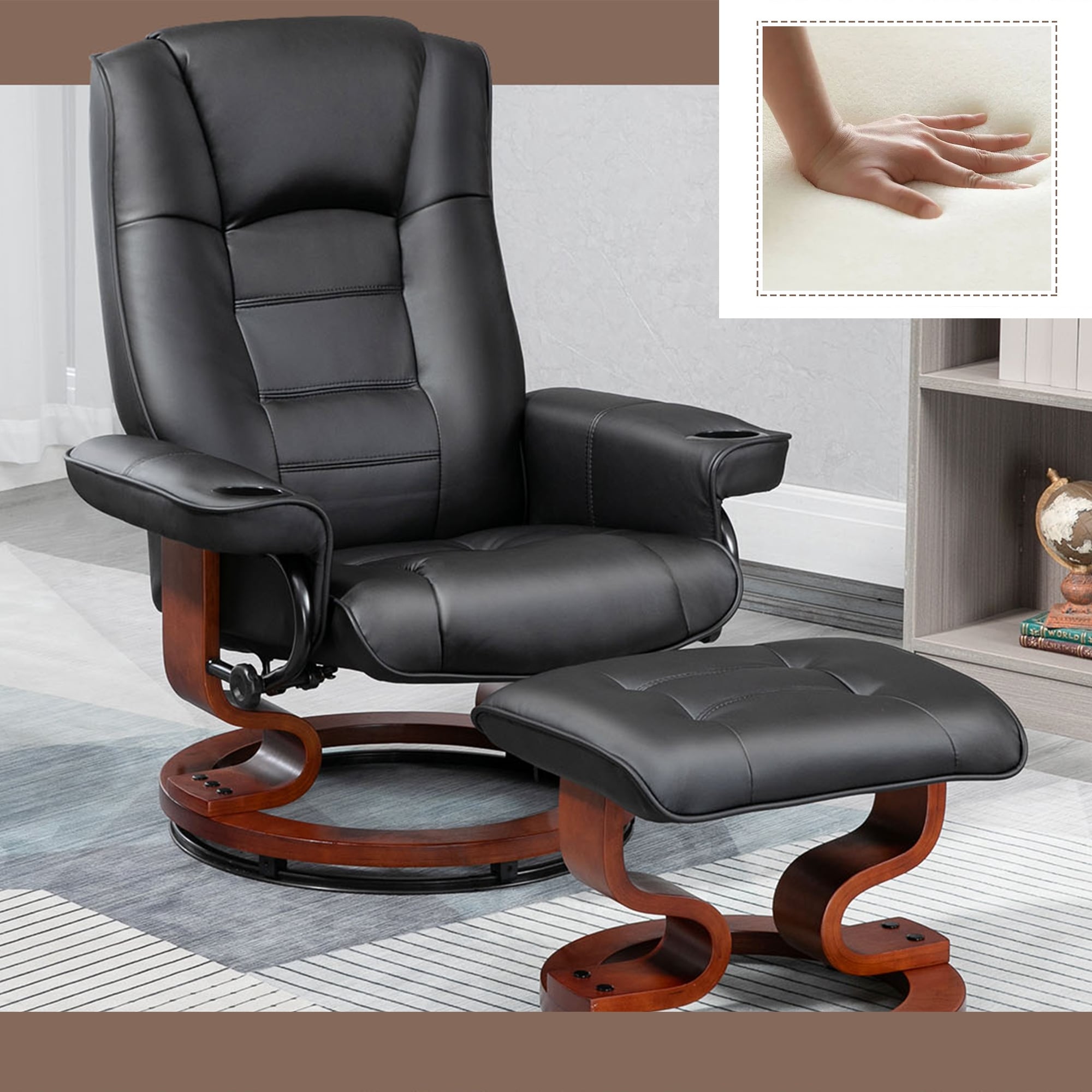 Fauteuil inclinable AVAWING avec ottoman pivotant