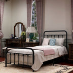 Cadre de lit plateforme en métal vintage simple Alazyhome, montage facile