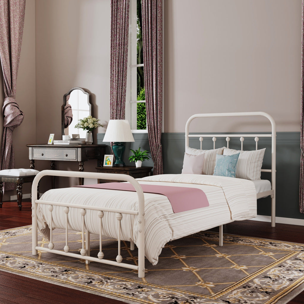 Cadre de lit plateforme en métal vintage simple Alazyhome, montage facile