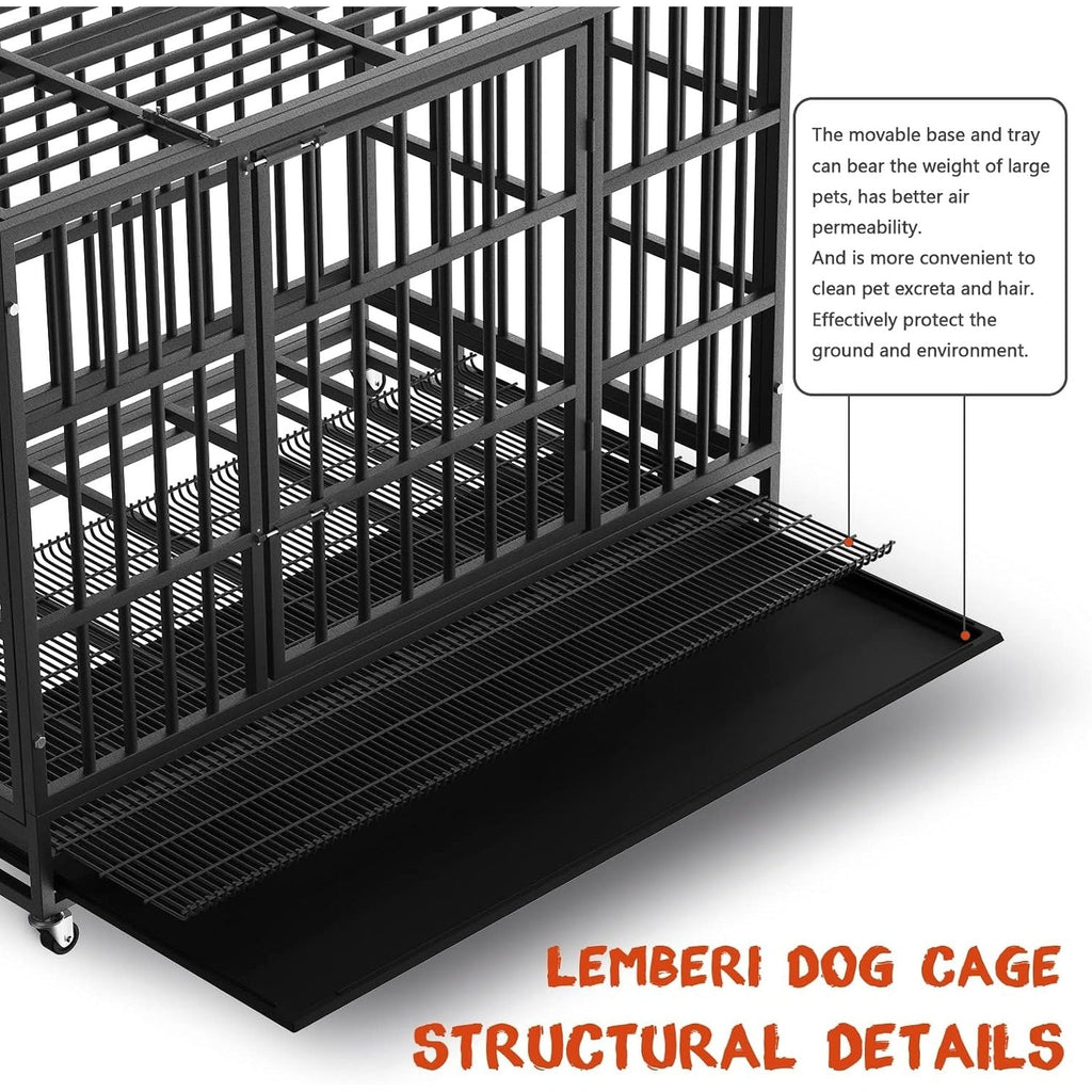 Cage pour chien Bossin 48/38 pouces, robuste et indestructible, cage anti-évasion avec roues verrouillables