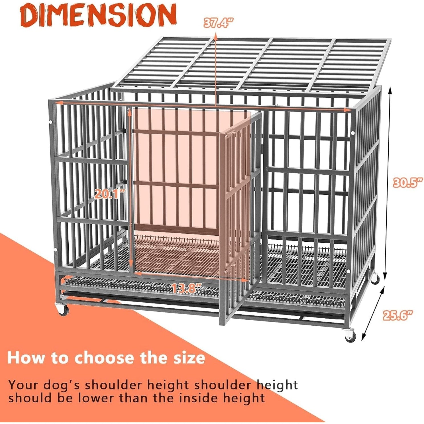 Cage pour chien Bossin 48/38 pouces, robuste et indestructible, cage anti-évasion avec roues verrouillables