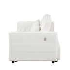 Canapé-lit convertible Boucle beige 55,12 pouces avec dossier réglable et 2 coussins de taille pour le salon