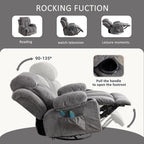 Fauteuil inclinable pivotant beige avec massage, chauffage et chargement USB