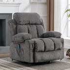 Fauteuil inclinable pivotant beige avec massage, chauffage et chargement USB