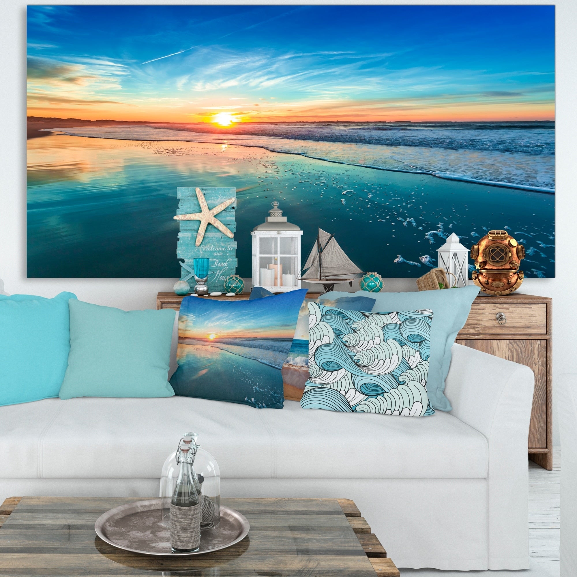 Coucher de soleil au bord de mer - Toile murale