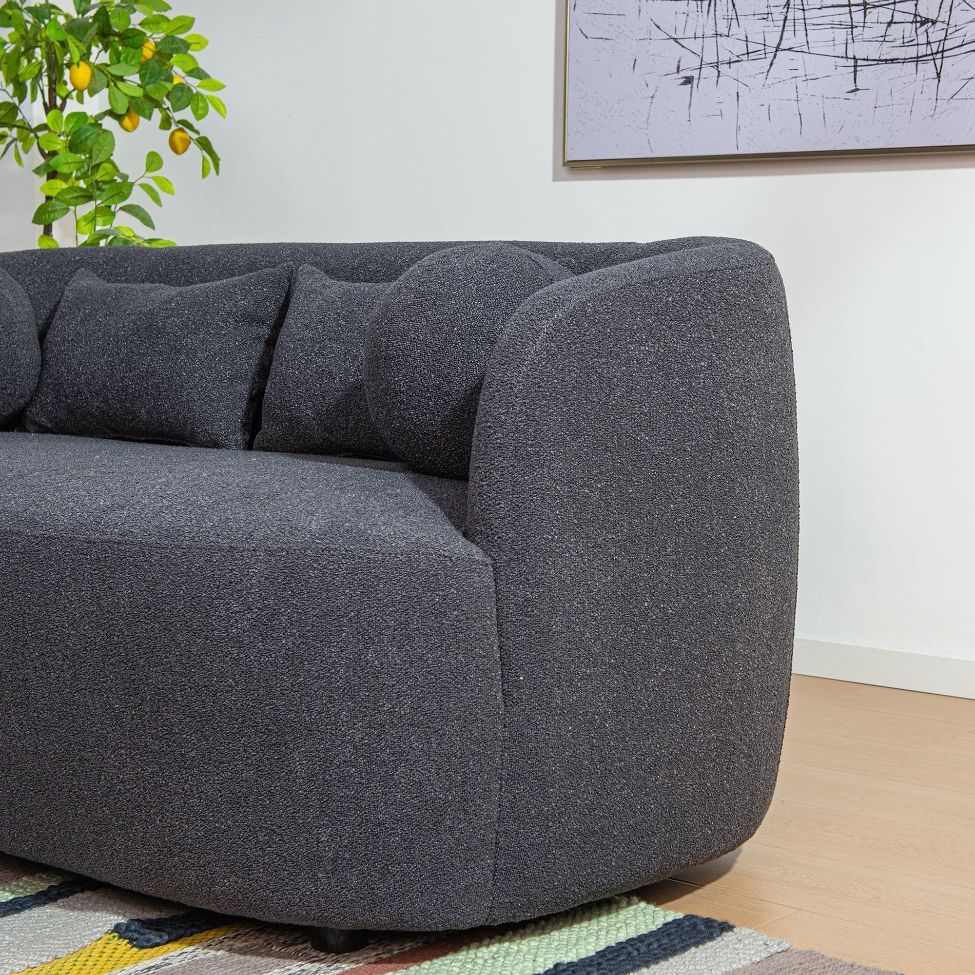 Causeuse 2 places rembourrée KINWELL Boucle avec oreillers