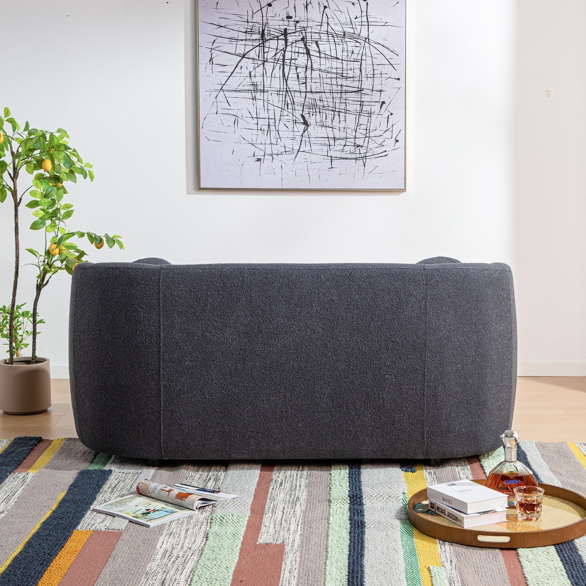 Causeuse 2 places rembourrée KINWELL Boucle avec oreillers