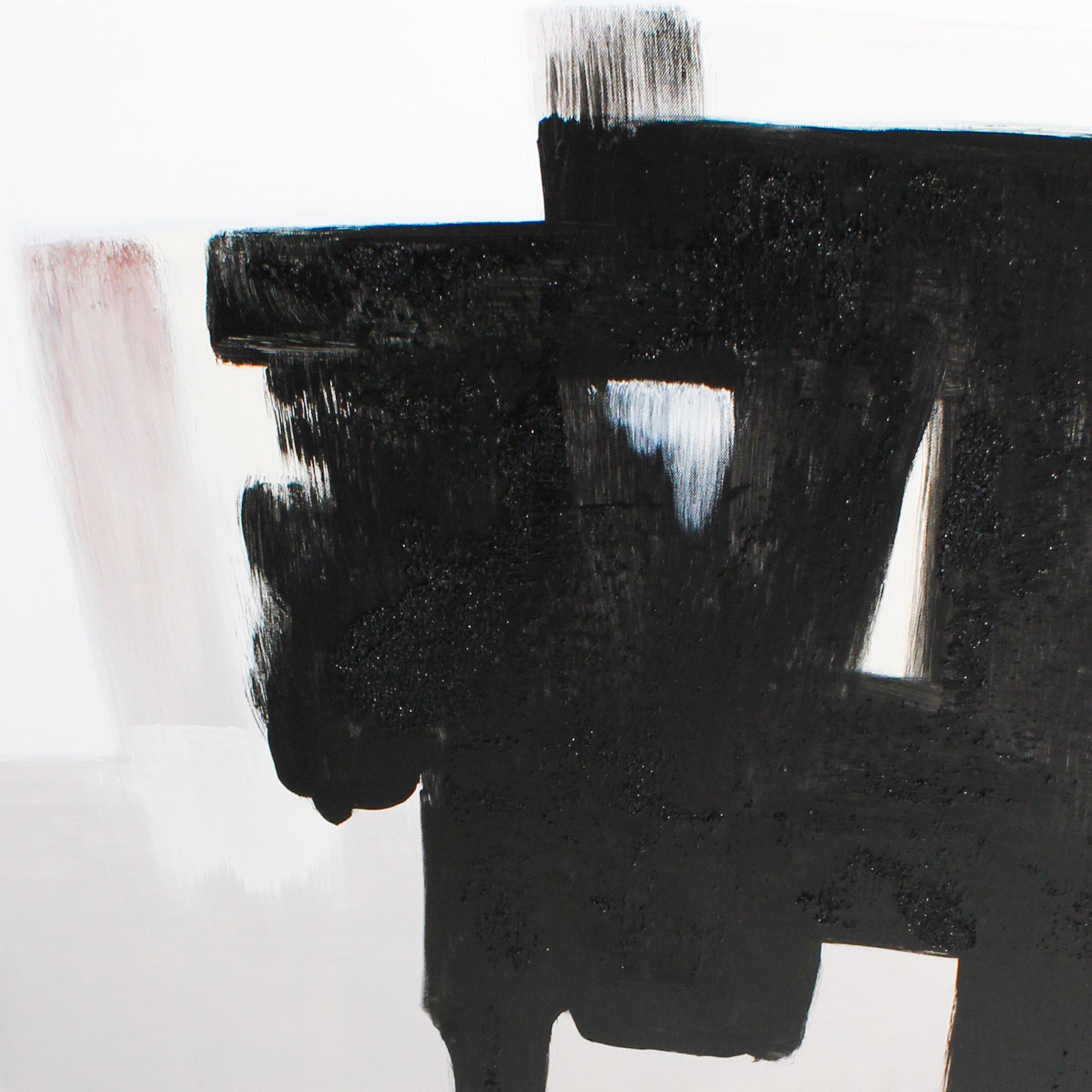 Art mural abstrait noir encadré aux tons neutres