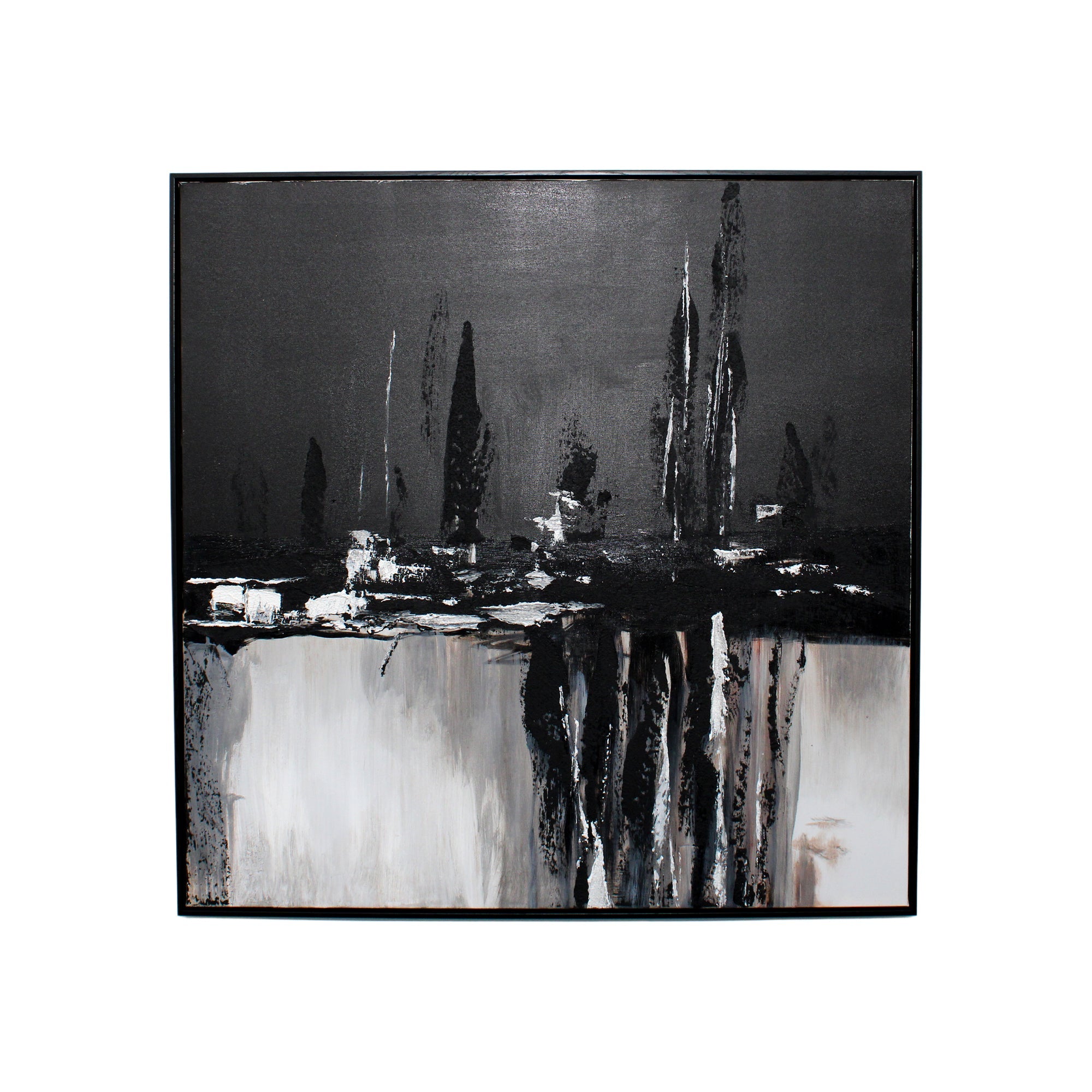 Décoration murale contrastée noire et grise avec cadre noir