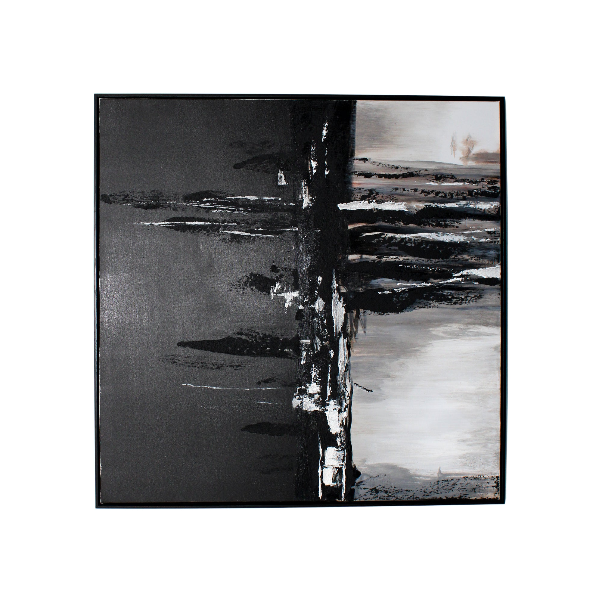 Décoration murale contrastée noire et grise avec cadre noir