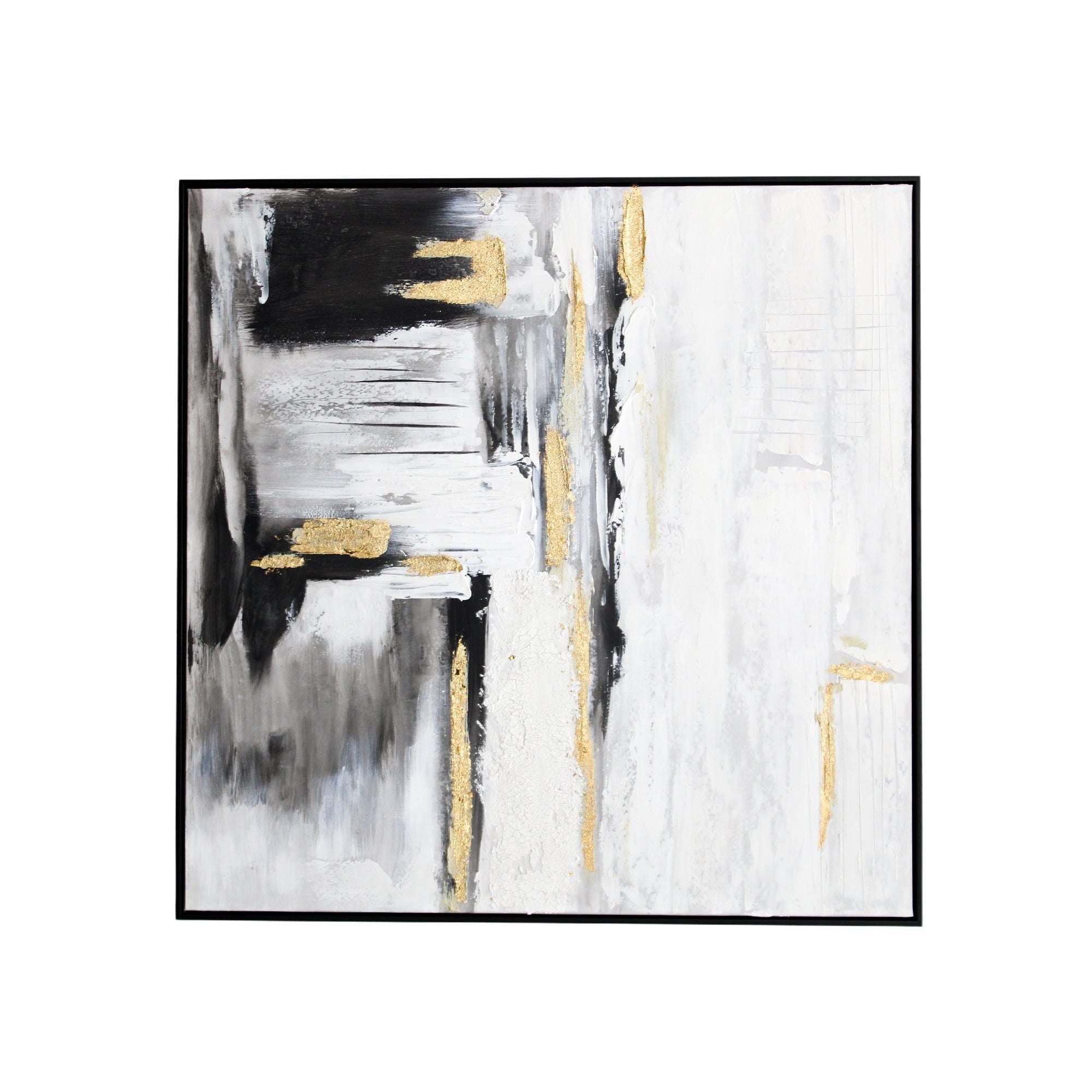Toile contrastée claire et foncée avec des accents dorés et un cadre noir