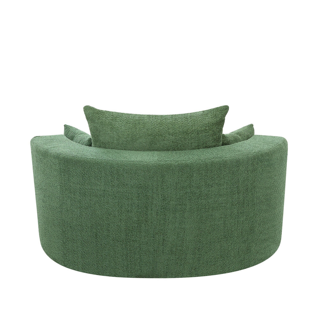 Fauteuil d'appoint en chenille, fauteuil rond avec base pivotante à 360 degrés et 3 coussins amovibles