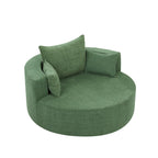 Fauteuil d'appoint en chenille, fauteuil rond avec base pivotante à 360 degrés et 3 coussins amovibles