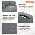 Fauteuil d'appoint en chenille, fauteuil rond avec base pivotante à 360 degrés et 3 coussins amovibles