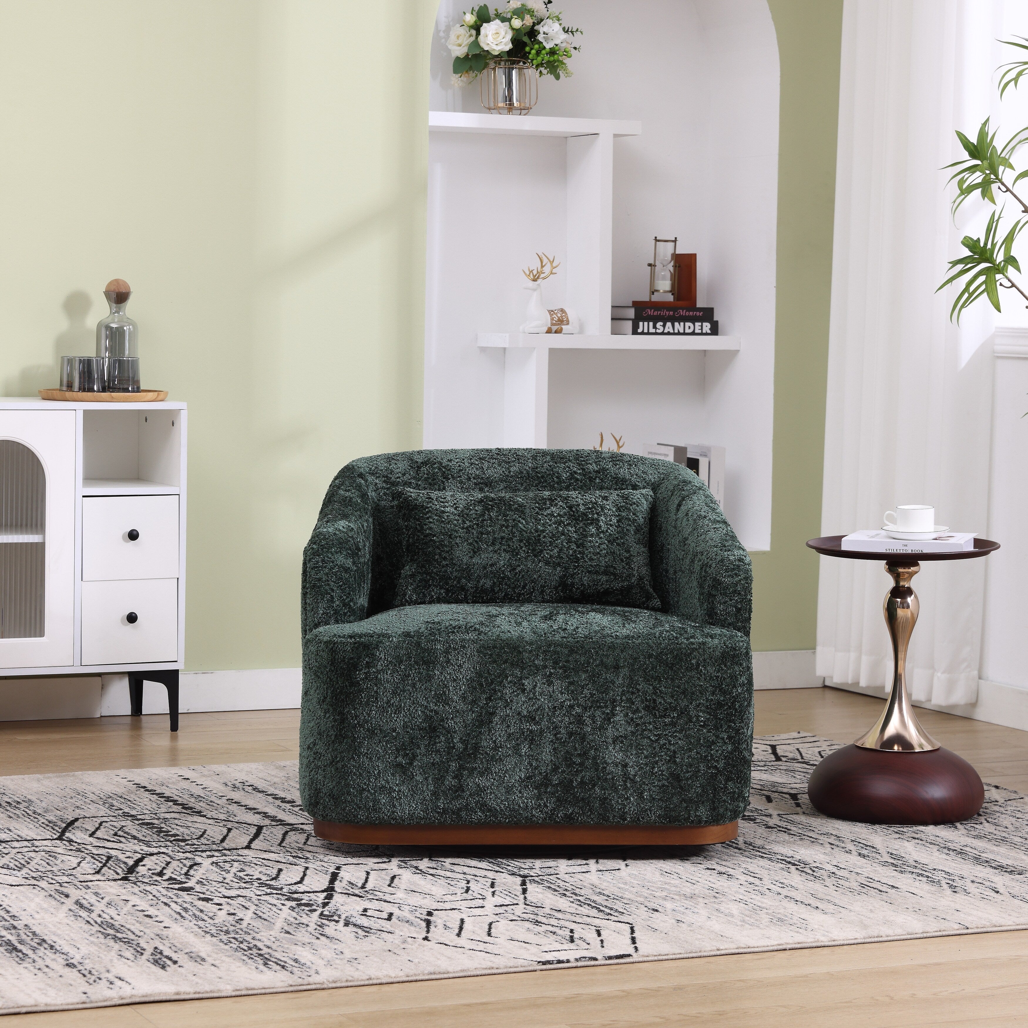 Fauteuil pivotant en chenille, canapé d'appoint confortable à 360 degrés pour salon, chambre et bureau avec coussin amovible