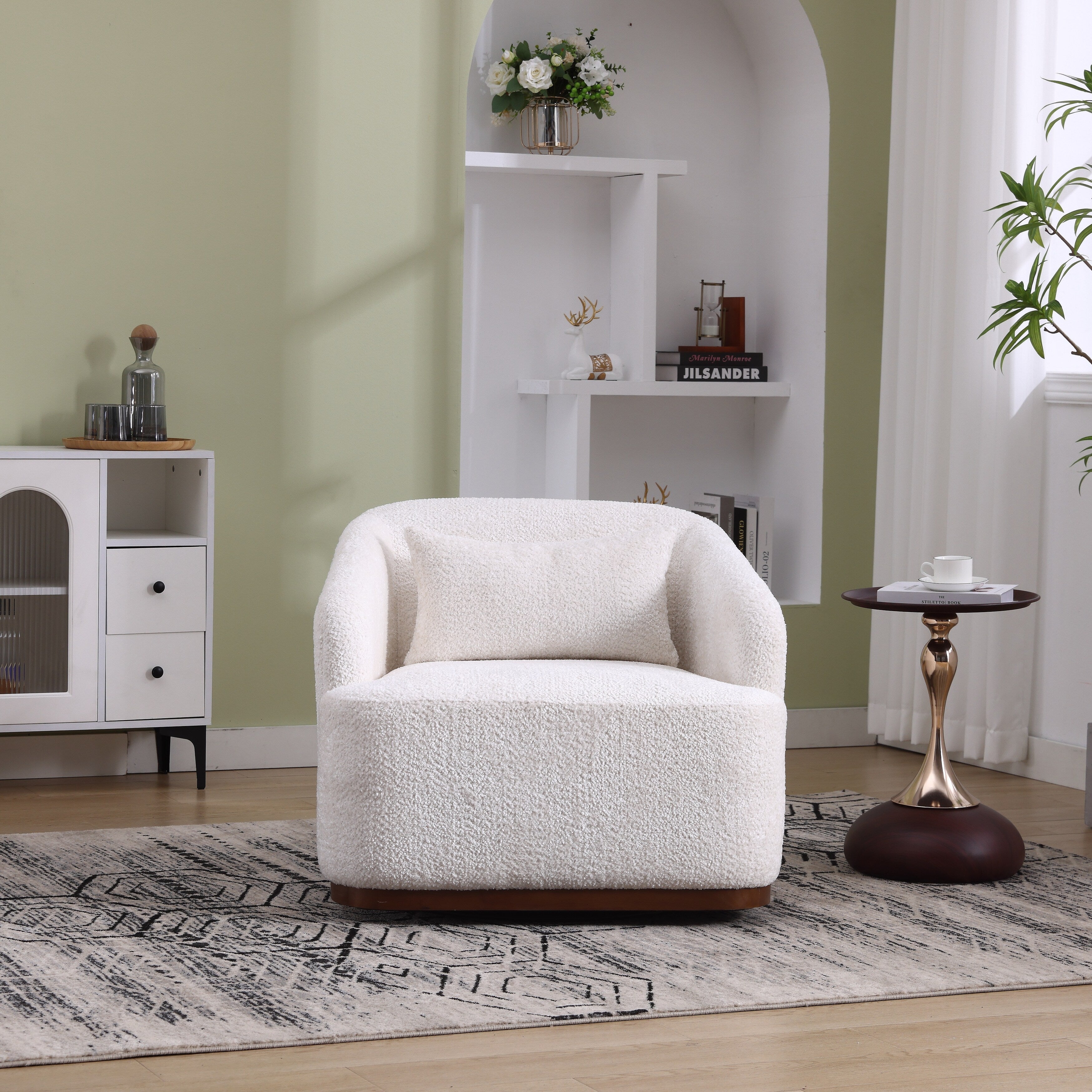 Fauteuil pivotant en chenille, canapé d'appoint confortable à 360 degrés pour salon, chambre et bureau avec coussin amovible