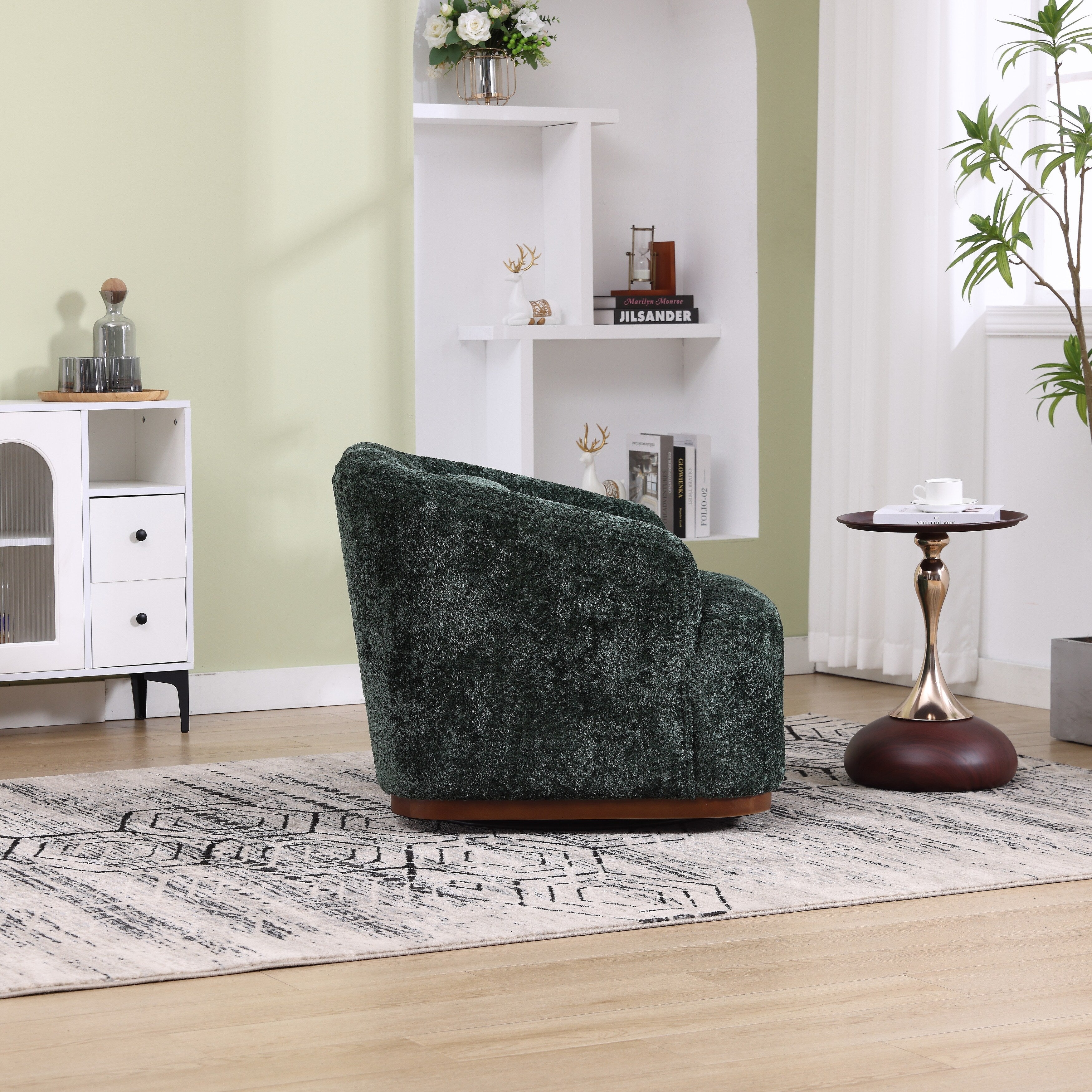 Fauteuil pivotant en chenille, canapé d'appoint confortable à 360 degrés pour salon, chambre et bureau avec coussin amovible