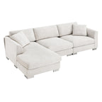 Canapé sectionnel Cloud, ensemble de canapés de luxe en forme de L avec 2 oreillers gratuits, mobilier d'intérieur 4 places en chenille avec méridienne surdimensionnée