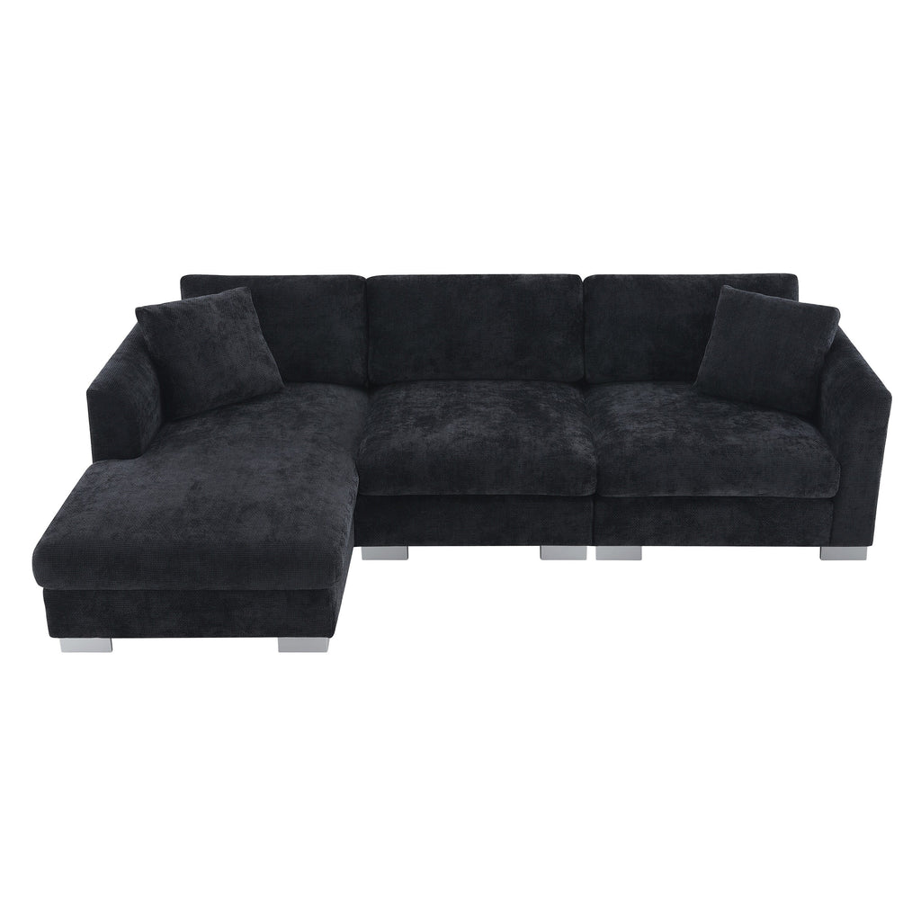 Canapé sectionnel Cloud, ensemble de canapés de luxe en forme de L avec 2 oreillers gratuits, mobilier d'intérieur 4 places en chenille avec méridienne surdimensionnée