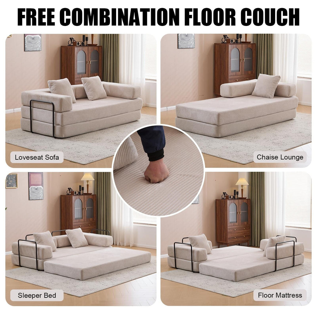 Canapé-lit convertible avec dossier coussiné en tissu chenille pour salon et chambre à coucher