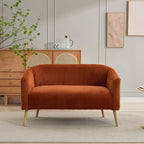 Canapé 2 places rembourré en velours côtelé avec pieds en bois de noyer