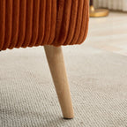 Canapé 2 places rembourré en velours côtelé avec pieds en bois de noyer