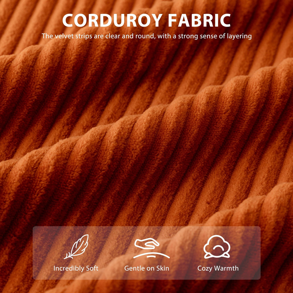 Canapé pouf rembourré en velours côtelé et mousse à mémoire de forme avec pouf - 48,4 L x 67,7 l x 24,4 H