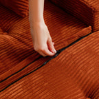 Canapé pouf rembourré en velours côtelé et mousse à mémoire de forme avec pouf - 48,4 L x 67,7 l x 24,4 H