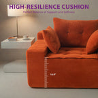 Canapé pouf rembourré en velours côtelé et mousse à mémoire de forme avec pouf - 48,4 L x 67,7 l x 24,4 H